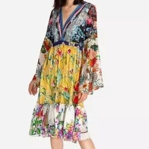 JOHNNY WAS SILK DARI DRESS  w slip NWT